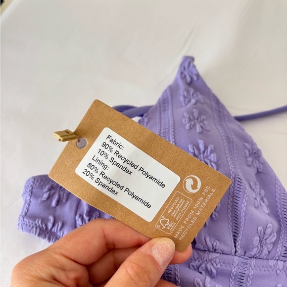 NWT Berlook Purple One Piece Swimsuit with Floral Detailing O Ring Size Medium - Picture 6 of 10